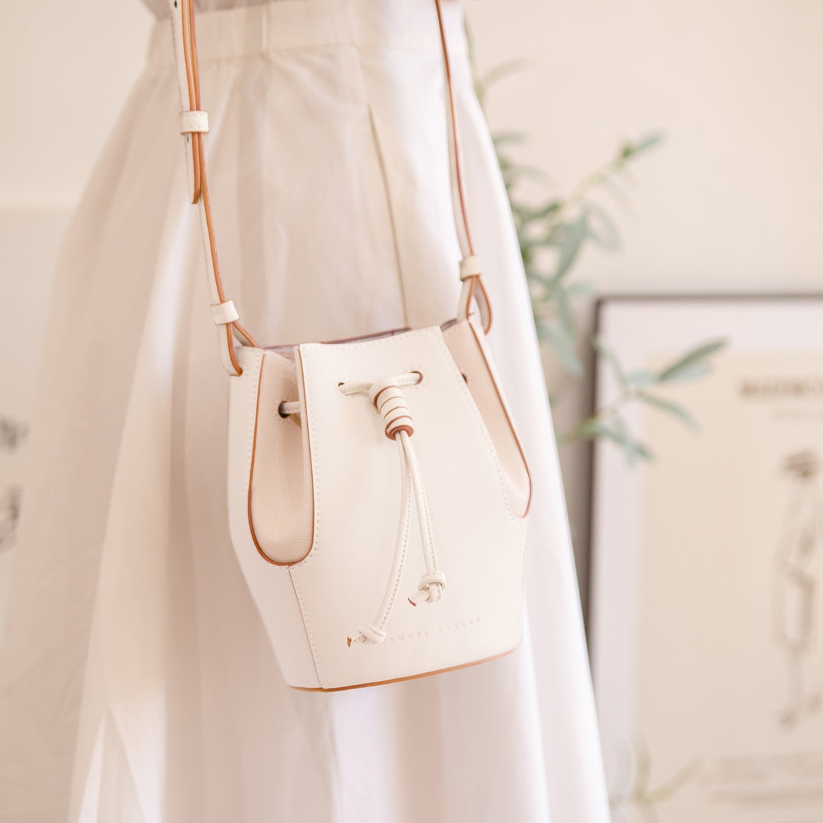 Mini Chantal Drawstring Leather Bag - Stylish & Compact Crossbody Purse for Women, Perfect for Everyday Use, Travel & Date Nights