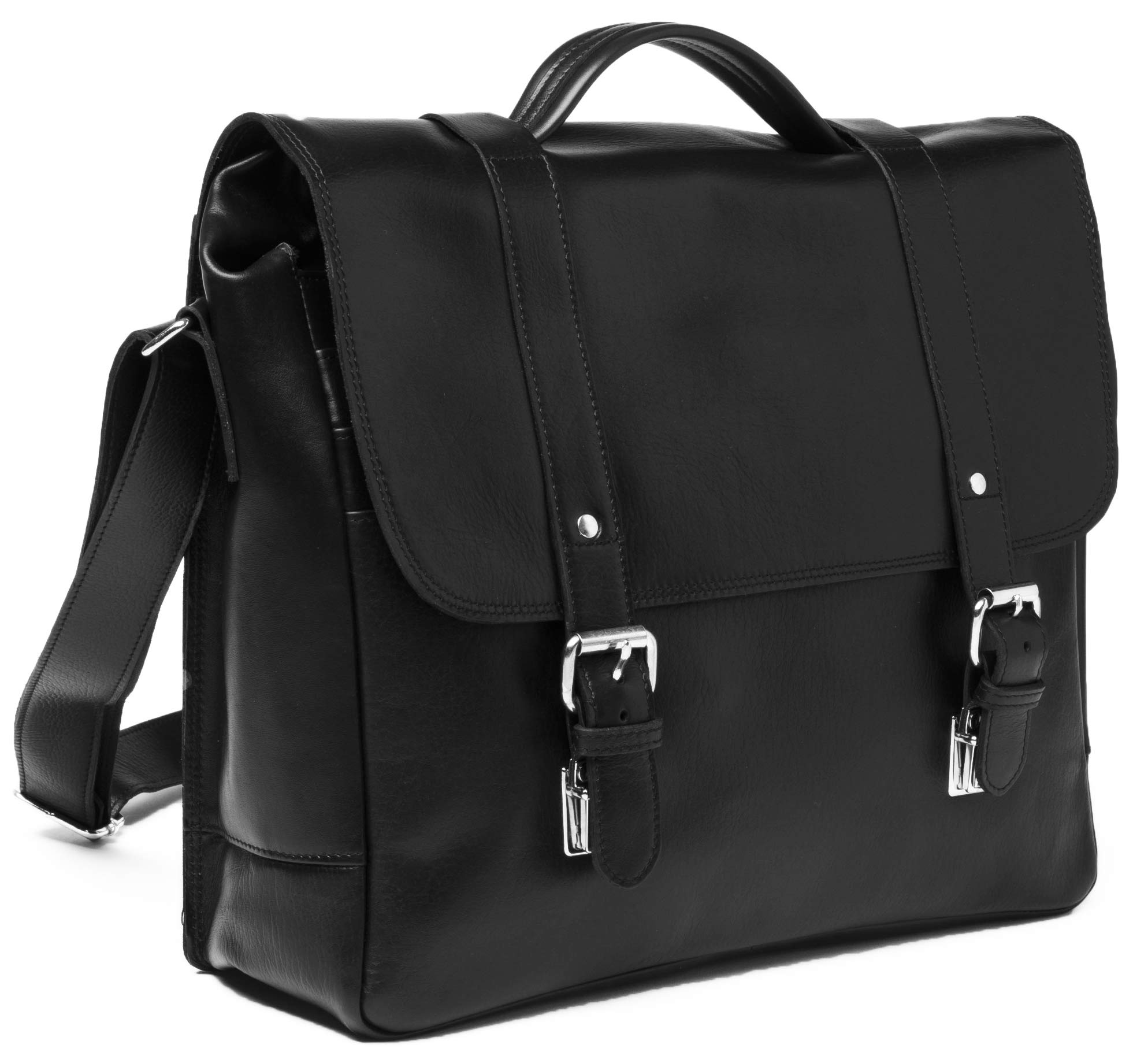 Premium Full Grain Leather Laptop Messenger Bag for 15