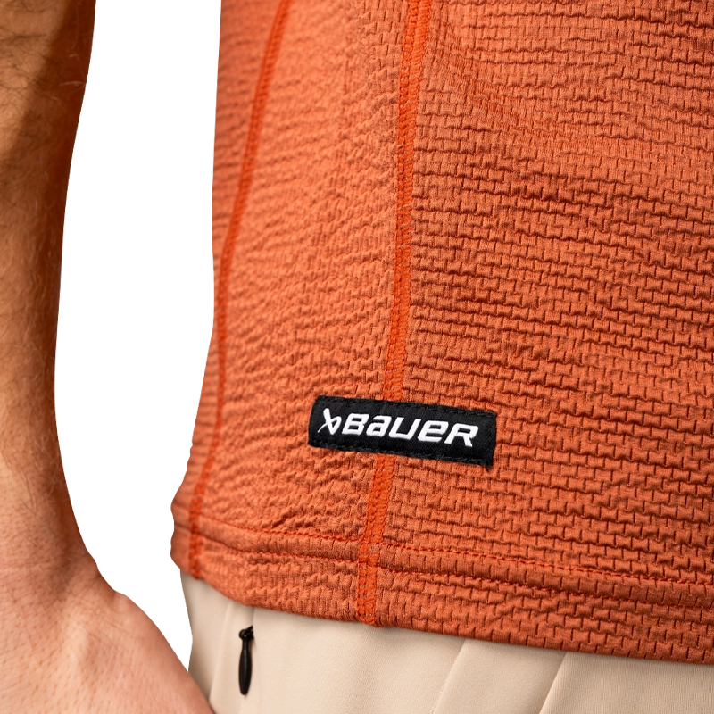 Bauer S24 FLC Textured Tech Tee - Men's Performance Clay T-Shirt for Gym, Running & Casual Wear
