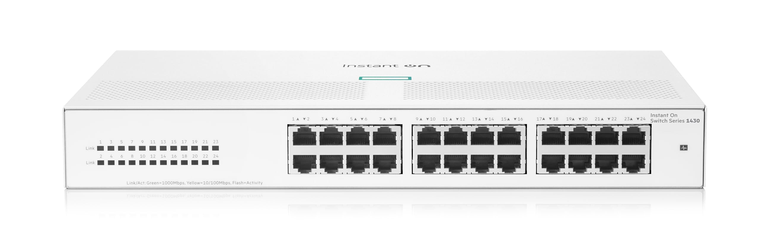 HPE 1430 24-Port Gigabit Unmanaged Layer 2 Ethernet Switch | 24x 1G Ports | Fanless Design | Plug-and-Play | US Power Cord (R8R49A#ABA) | Ideal for Small Business & Home Office Networks