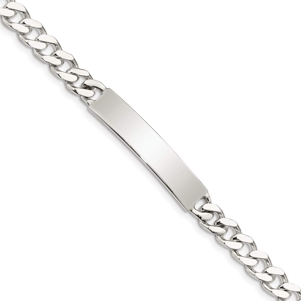 925 Sterling Silver Engraveable Curb Link Name Bar ID Bracelet - Personalized Gift for Women Men, Engraved Identification Jewelry for Anniversary, Birthday, Couple Matching