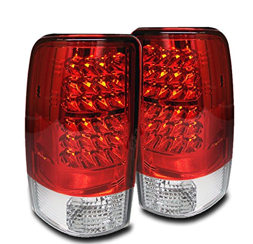 LED Tail Brake Lights Lamps - Red/Clear - Compatible with 2000-2006 Chevy Suburban Tahoe & GMC Yukon XL Denali - Durable Replacement for Enhanced Visibility & Safety - Perfect for Night Driving, Off-Roading & Custom Car Upgrades