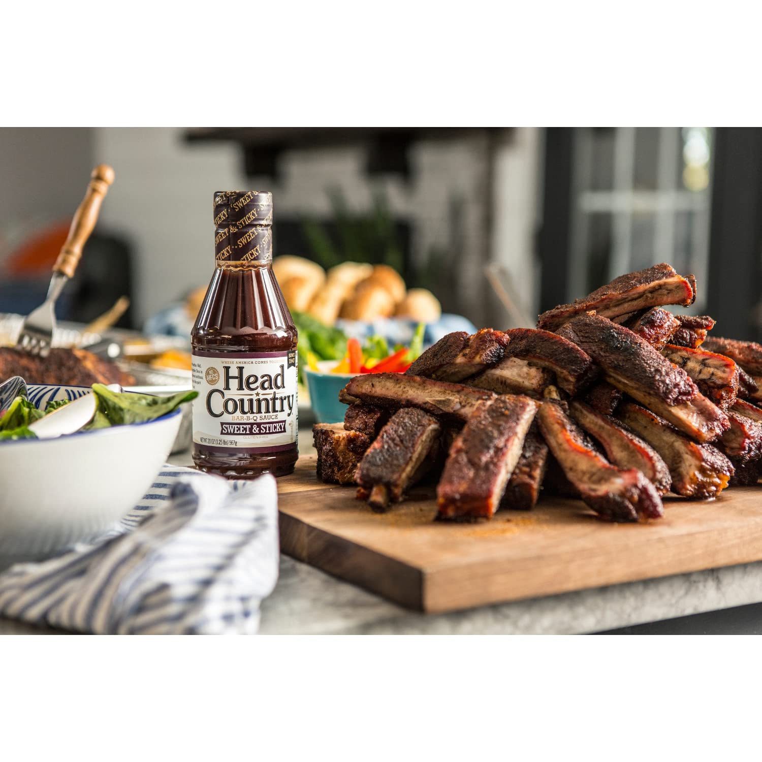Head Country Bar-B-Q Sauce - Sweet & Sticky Gluten-Free BBQ Sauce (No Allergens) | Championship Barbecue Sauce for Beef, Pork & Chicken | 160oz Bulk Pack of 4 | Perfect for Grilling, Smoking & Tailgating