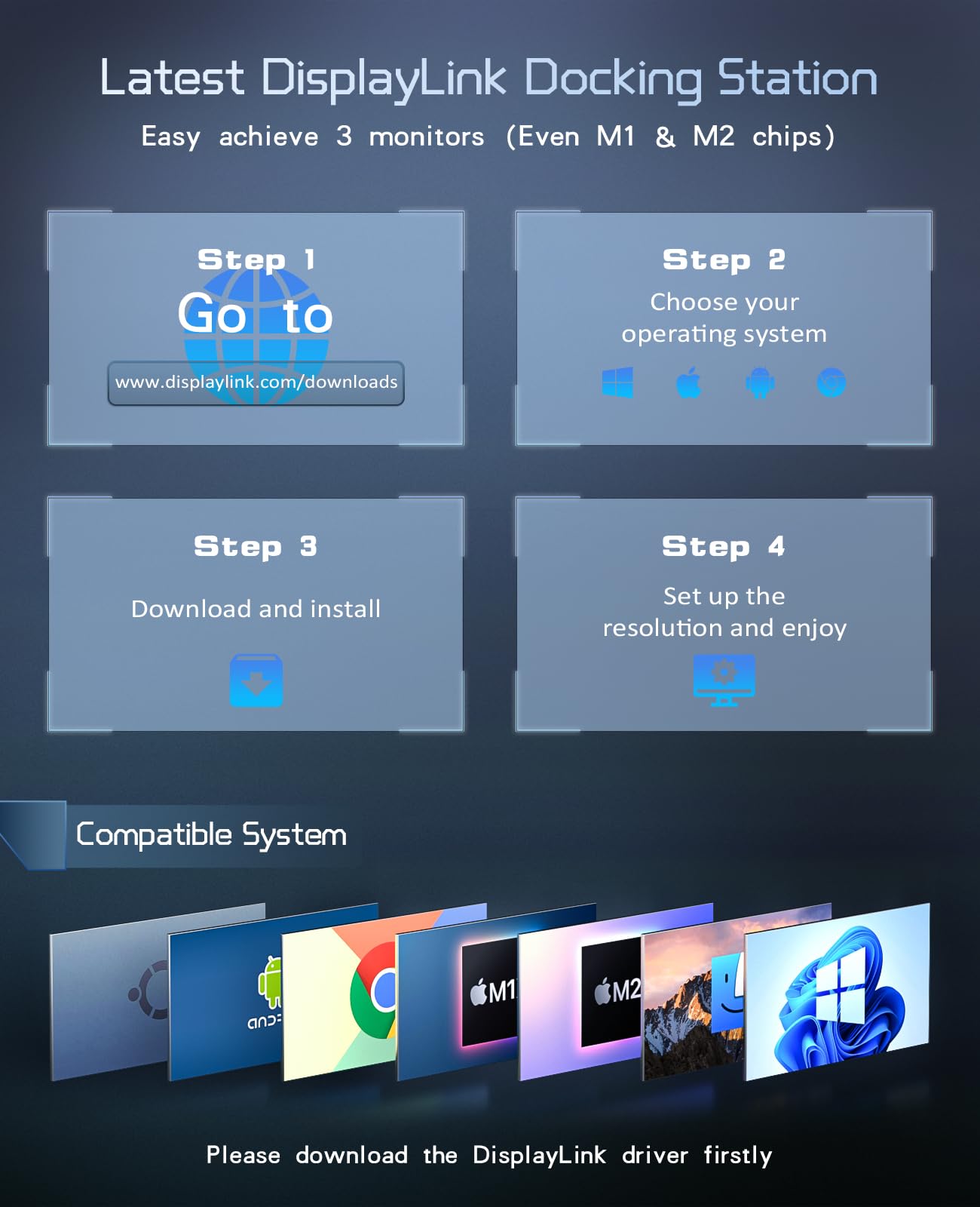UtechSmart 14-in-1 USB C Docking Station with Triple Monitor Support - Universal Laptop Dock for MacBook & Windows - Includes 2 HDMI, VGA, 4 USB-A Ports & Cables - Perfect for Home Office, Gaming & Multi-Screen Productivity