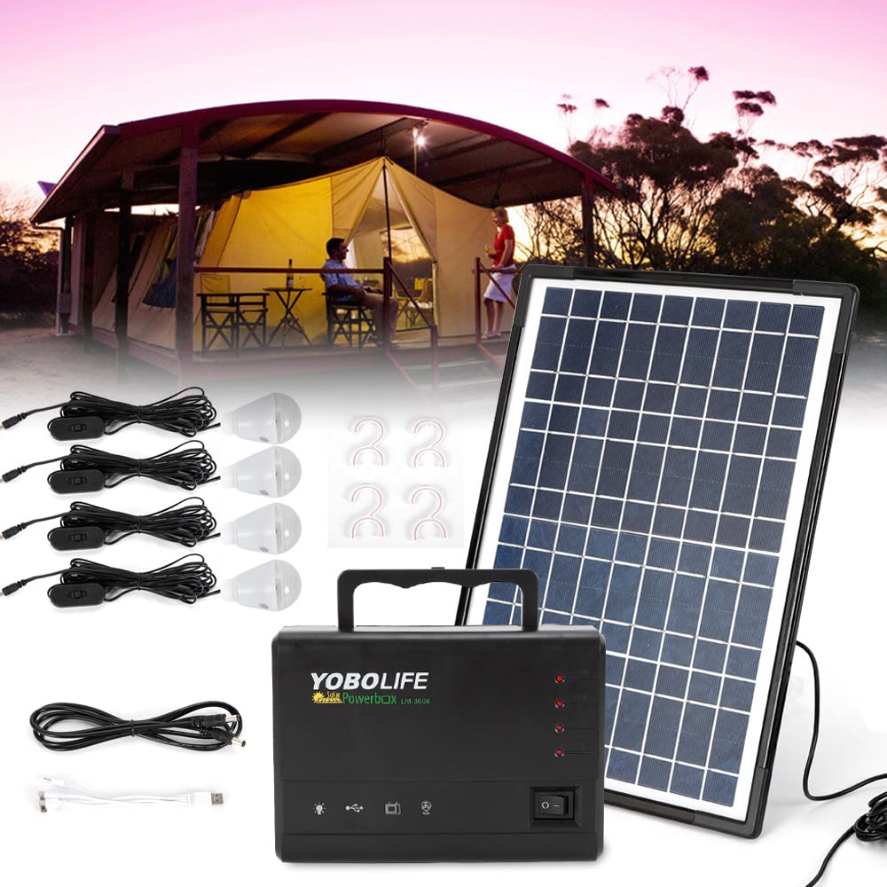 TUQI 2000W Portable Solar Generator Kit with 100W Solar Panel - Includes 4 LED Lights, USB/AC Outlets for Camping, RV, Emergency Power Backup & Off-Grid Living