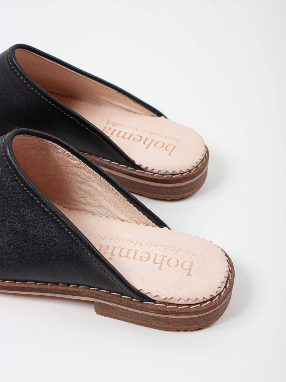 Black Leather Mules for Women - Comfortable Slip-On Shoes for Casual Outfits & Summer Wear