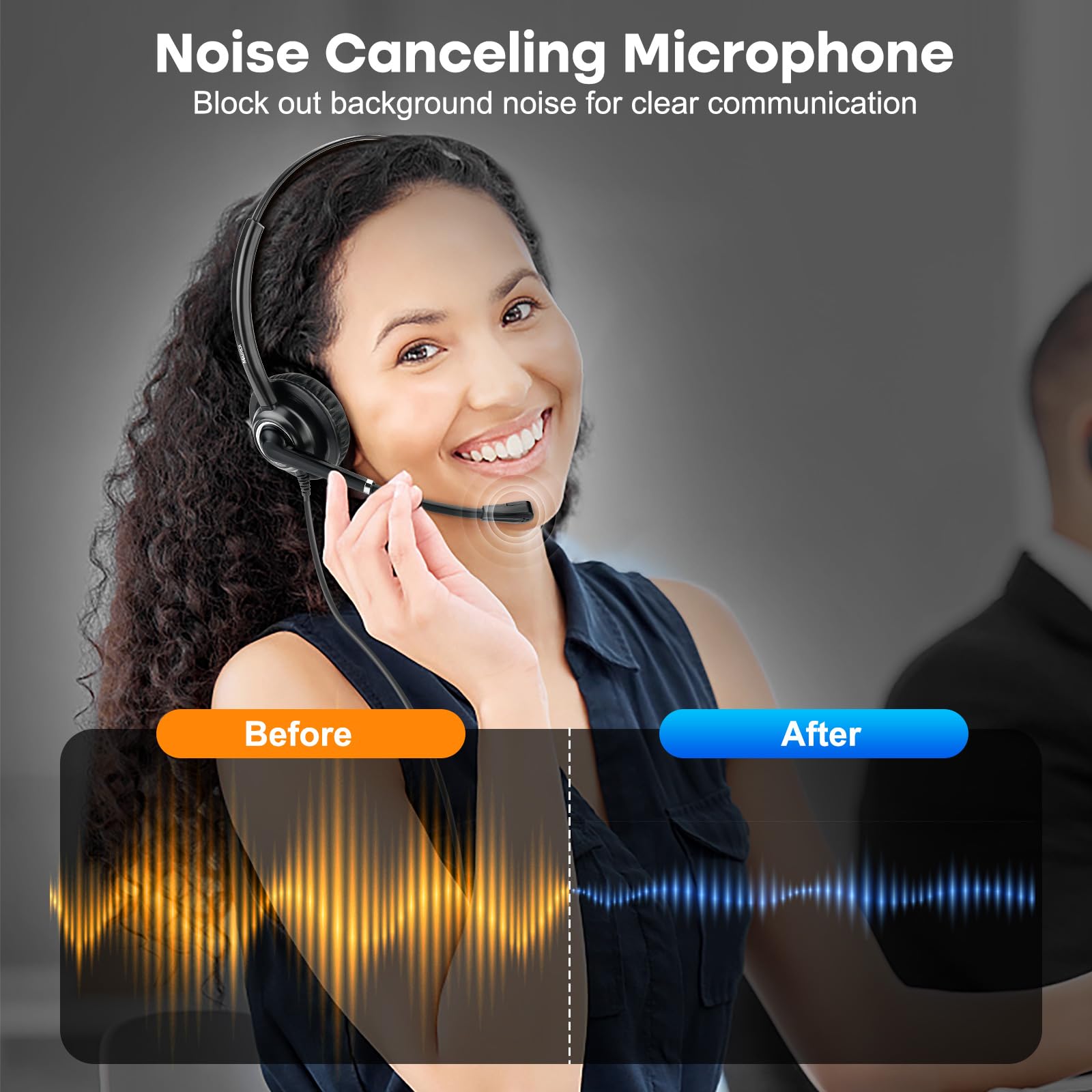 MAIRDI Telephone Headset with RJ9 Jack & 3.5mm Connector - Compatible with Landline Desk Phones, Cell Phones, PC, Laptop - Office Headset with Noise-Canceling Microphone for Call Center & Business Use - Works with Cisco Phones 7941, 7965, 6941, 7861, 8811 - Ideal for Remote Work, Customer Service & Teleconferencing