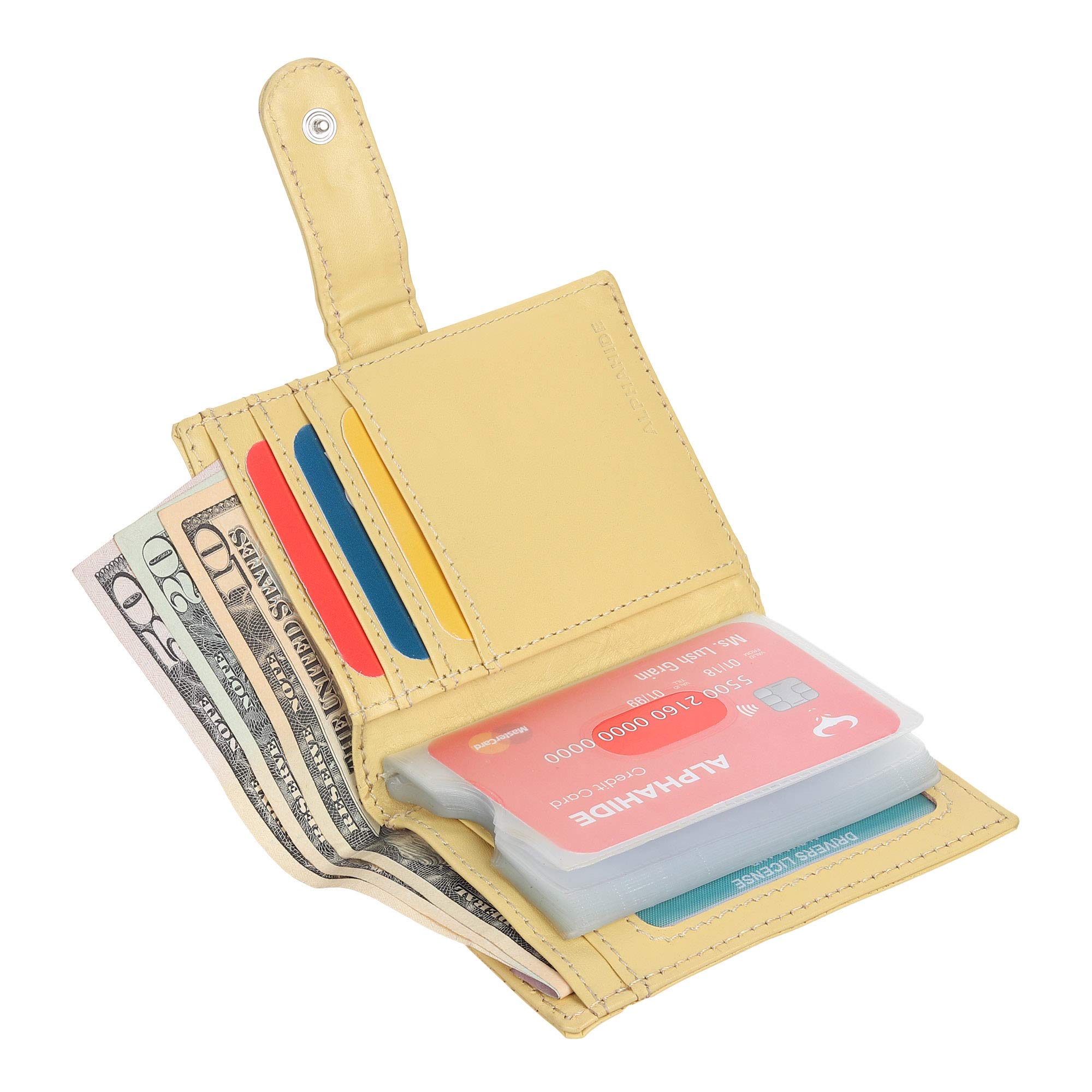 Genuine Leather RFID Blocking Credit Card Holder Wallet for Men & Women - Holds 25 Cards - Large Capacity Slim Bifold Design - Perfect for Travel, Business & Everyday Use