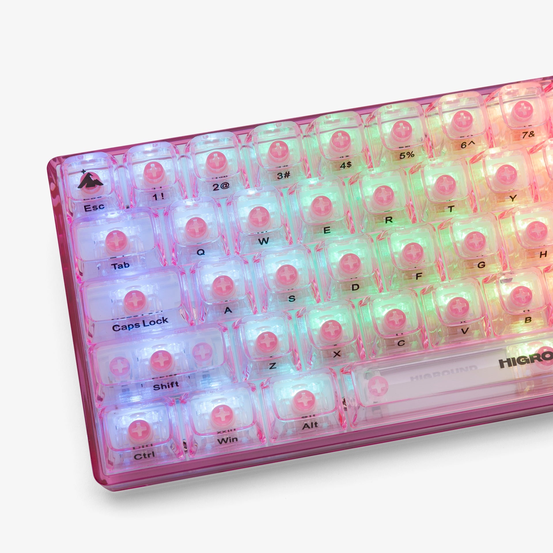 Clear Rose Quartz Basecamp 65% Mechanical Keyboard with Honey V2 Switches - Compact RGB Gaming Keyboard for PC, Mac, Typing & Office Work