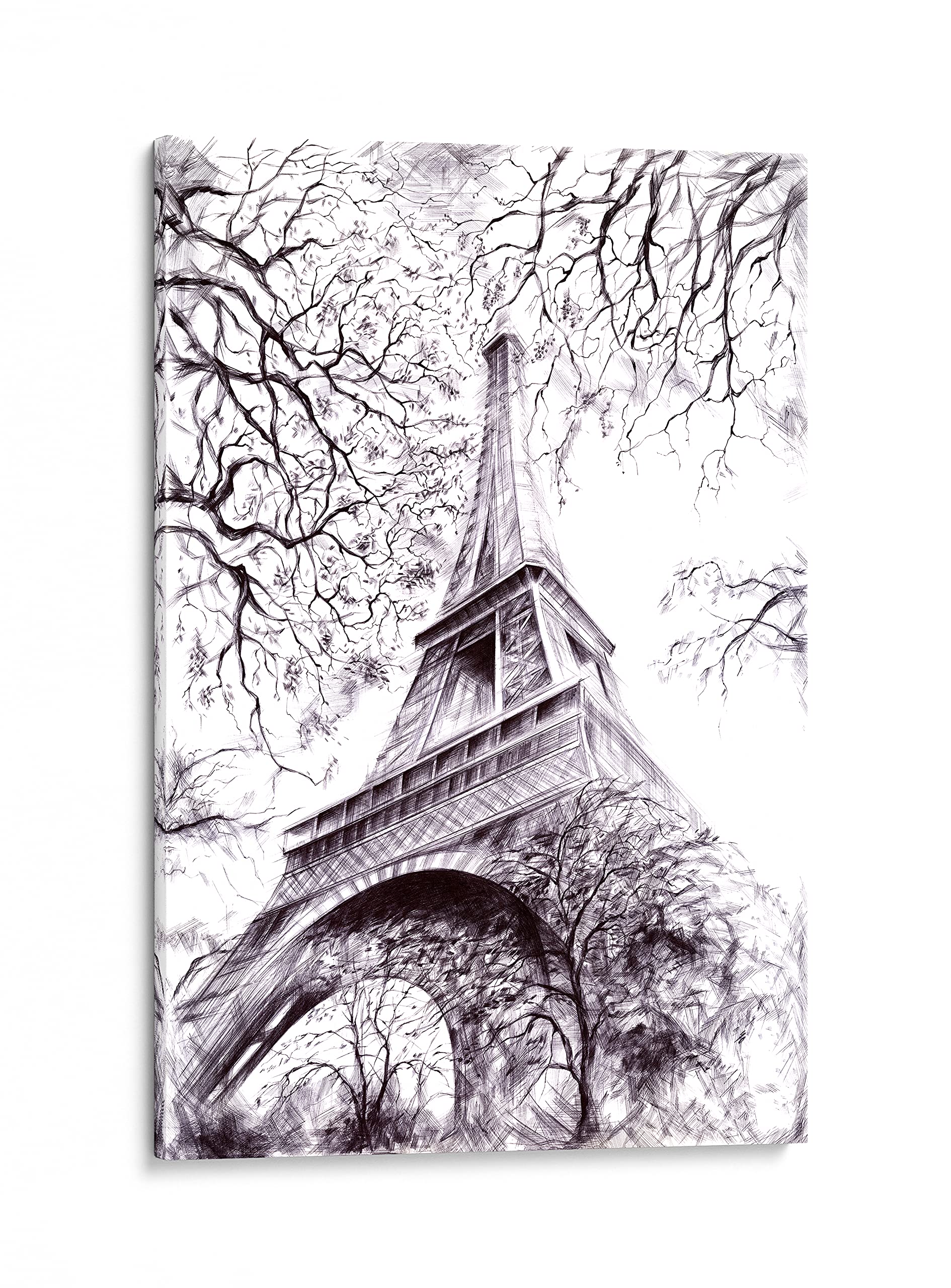 INTALENCE ART Eiffel Tower Canvas Wall Art - 24x32 Inch Black & White Paris Painting, Premium Framed Print for Modern Home & Office Decor - Perfect for Bedroom, Living Room, Bathroom - Ready to Hang