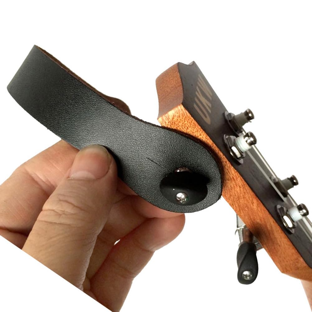 SUPVOX Leather Guitar Wall Mount Hook Holder - Heavy Duty Guitar Hanger Strap for Electric, Acoustic Guitar & Ukulele - Secure Instrument Storage for Home, Studio & Stage Use