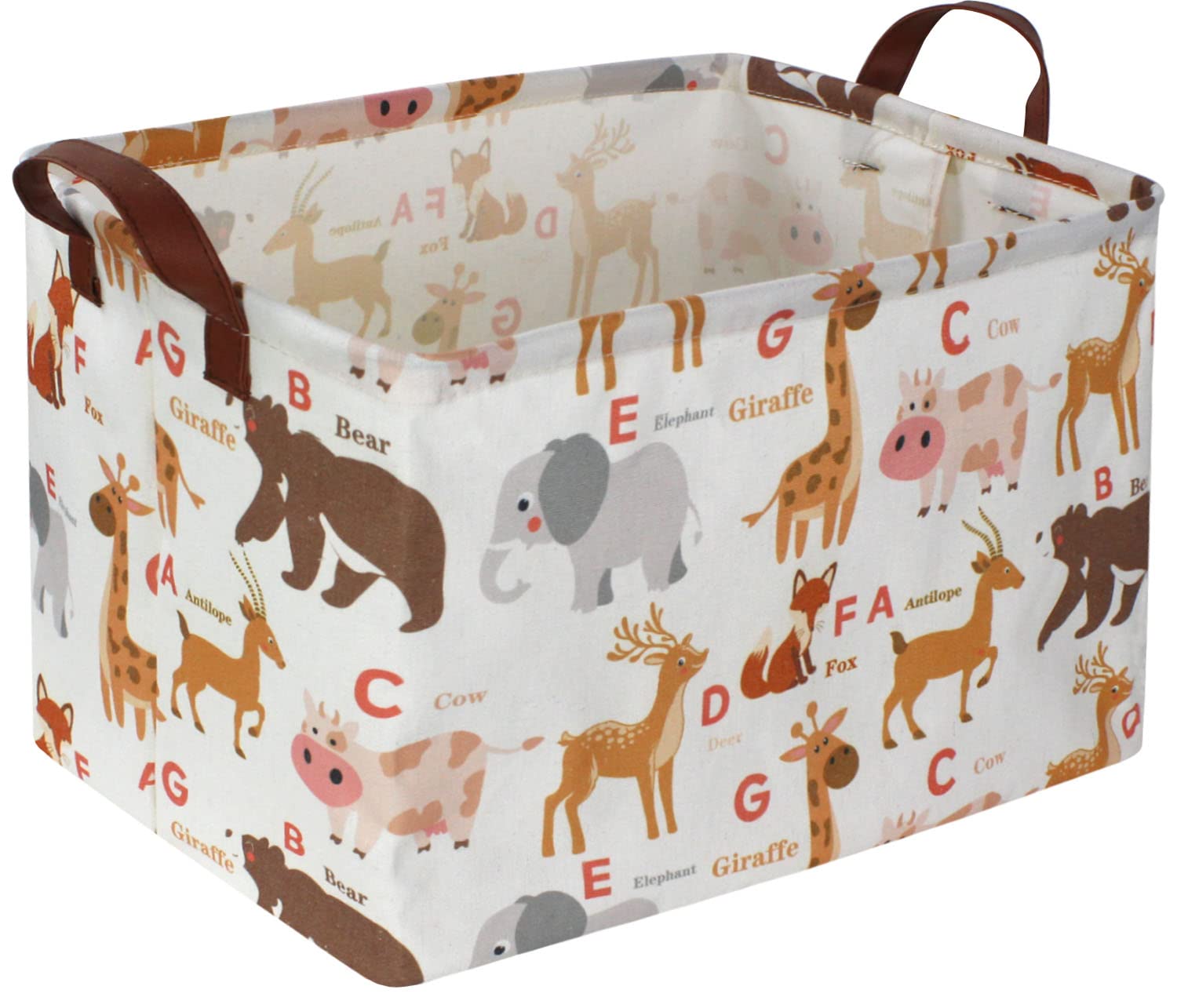 ESSME Rectangular Baby Storage Basket with Handles - Animal Themed Toy Organizer Bin for Nursery, Kids Room Decor - Perfect for Storing Toys, Books & Baby Essentials - Cute Gift Basket for Boys & Girls (Animals)