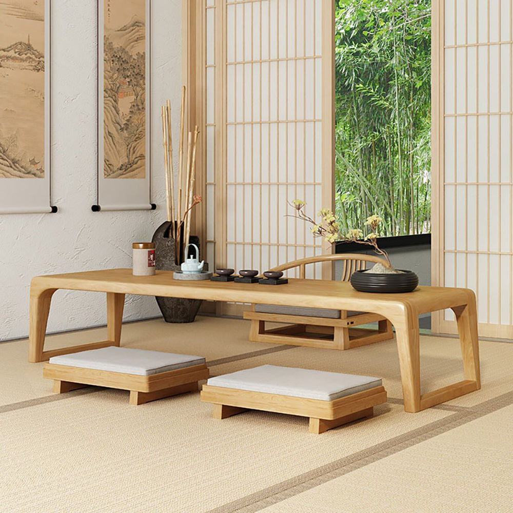 Japanese Elm Wood Tatami Tea Table Set - Traditional Low Table for Tea Ceremony, Zen Meditation & Living Room Floor Seating - Perfect for Japanese Style Home Decor & Asian Inspired Interiors