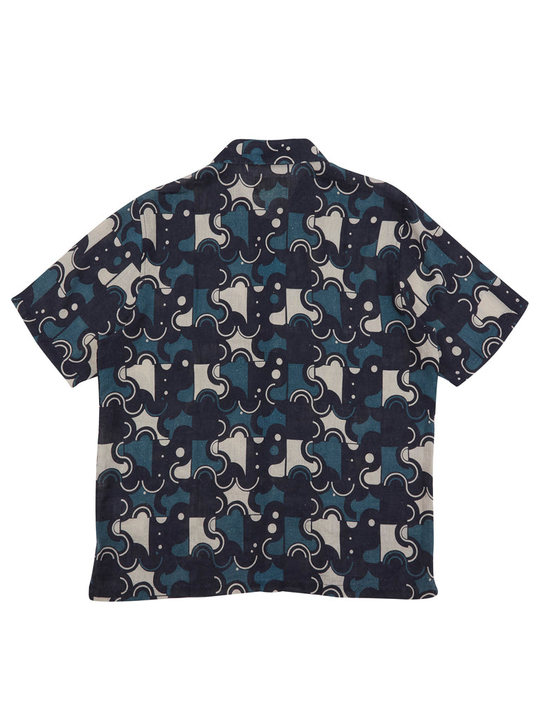 Folk Gabe Shirt in Coil Print Indigo - Stylish Casual Button Down Shirt for Men | Perfect for Everyday Wear, Outdoor Adventures & Date Nights