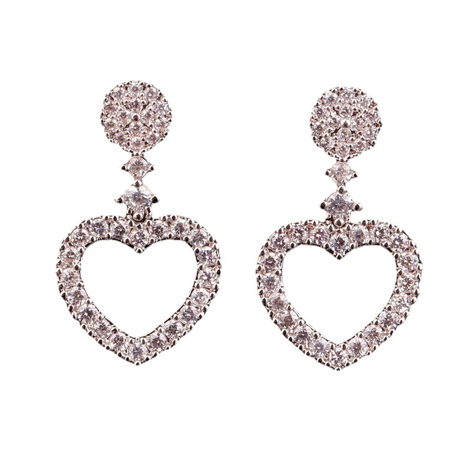 AGOUNOD Silver Nose Ring with Chain to Ear Needle Earrings - Love Sweet Pendant Stud Women's Diamond Earrings - Trendy Multicolor Jewelry for Women (One Size) - Perfect for Parties, Dating & Everyday Wear