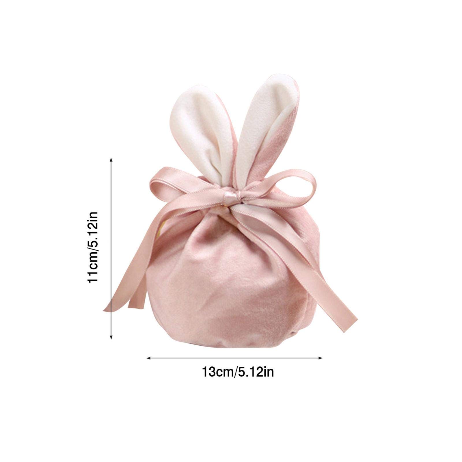 1/5pcs Velvet Rabbit Ear Gift Bags - Elegant Bunny Candy Bags for Wedding Favors, Birthday Party Decor, Jewelry Organizer & Gift Packaging - Perfect for Easter, Baby Shower & Holiday Gifting