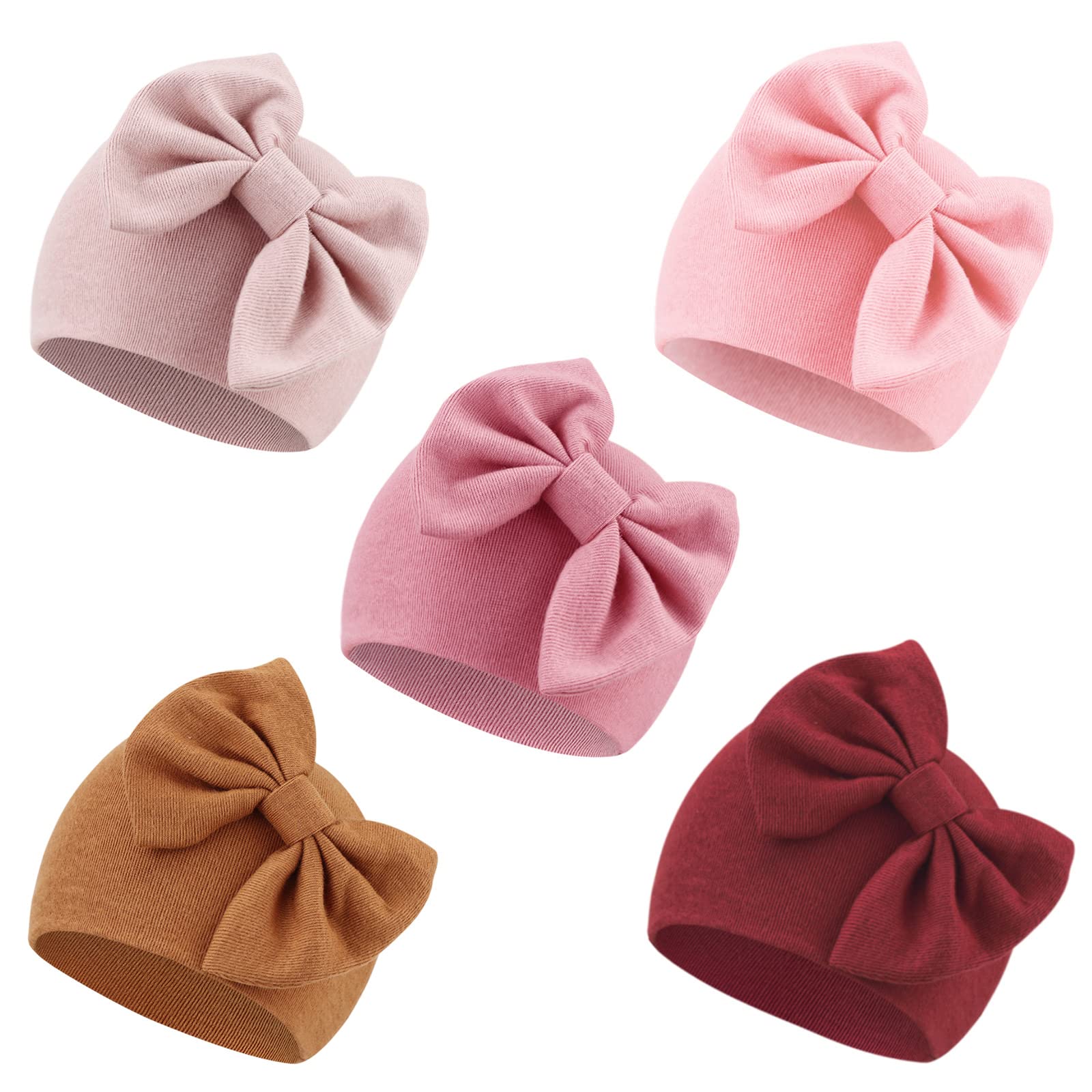 Adorable Baby Girl Cotton Beanie Hat with Bow - Soft Newborn to Toddler Cap (0-24 Months) - Perfect for Hospital Photos, First Outings & Special Occasions