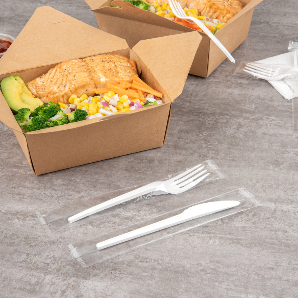 Eco-Friendly White CPLA Plastic Forks - 250 Count, Heat Resistant, Compostable, 6.5 Inch Disposable Cutlery for Parties, Picnics & Catering Events