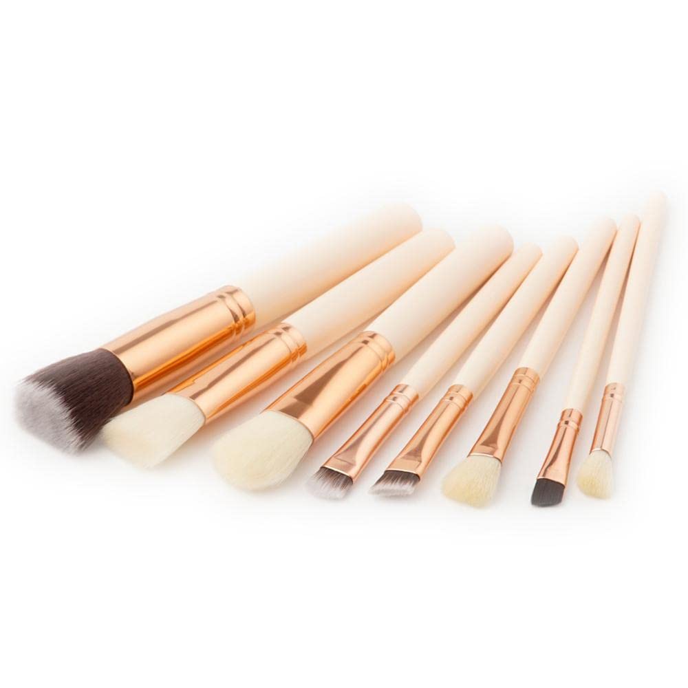 8Pcs Rose Gold Makeup Brush Set - Professional Powder, Blush, Eyeshadow, Eyebrow & Lip Brushes for Flawless Beauty Application | Perfect for Daily Makeup, Travel & Professional Makeup Artists