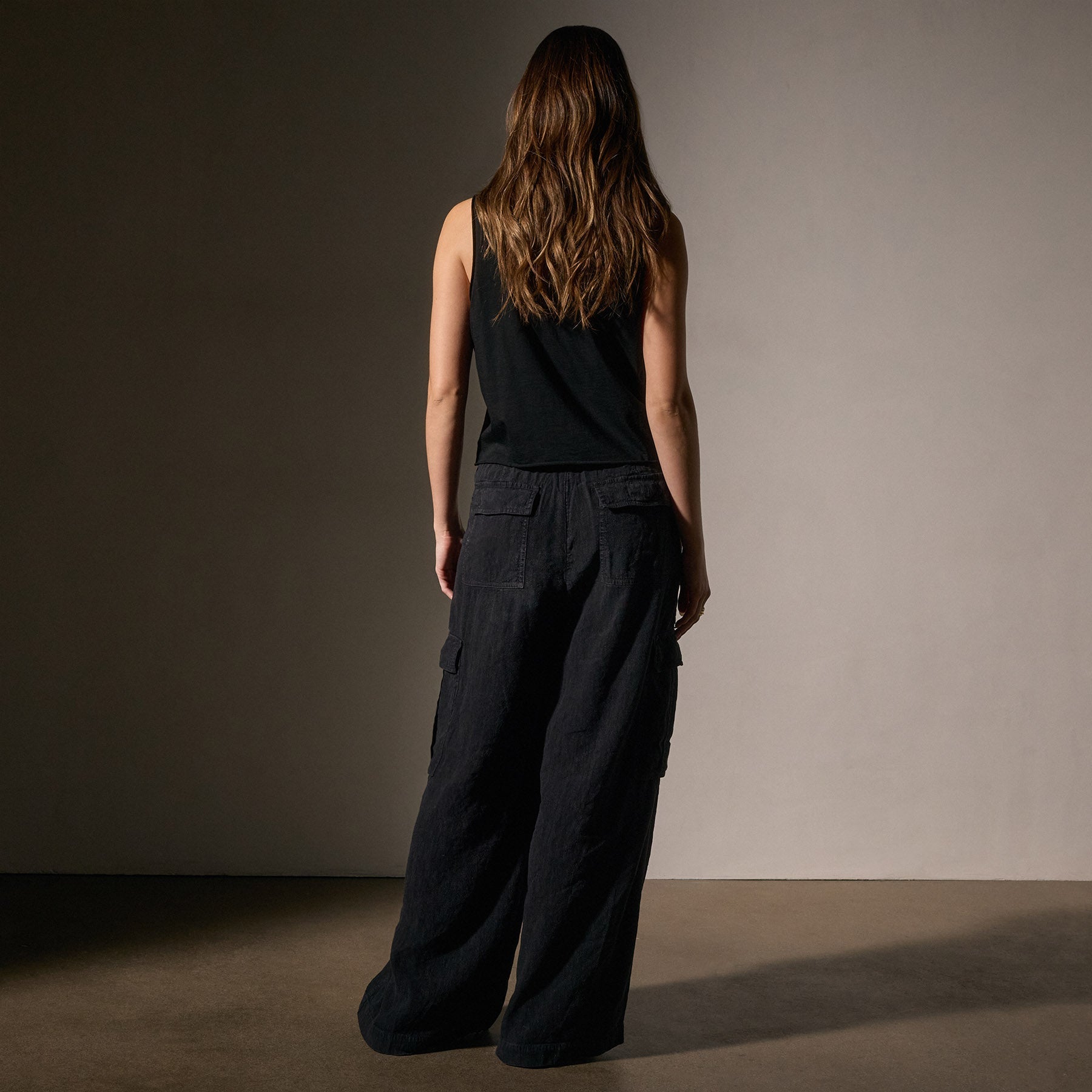 Wide Leg Linen Blend Cargo Pants for Women - Black | Comfortable & Stylish Casual Trousers for Summer, Travel & Outdoor Activities