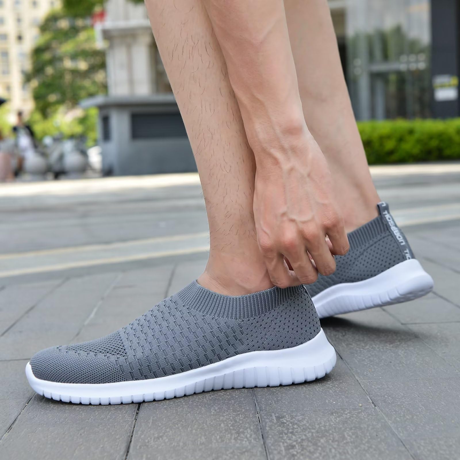 TIOSEBON Men's Slip On Walking Shoes - Breathable Knit Mesh Tennis Sneakers for Men | Comfortable Casual Shoes for Walking, Running & Everyday Wear