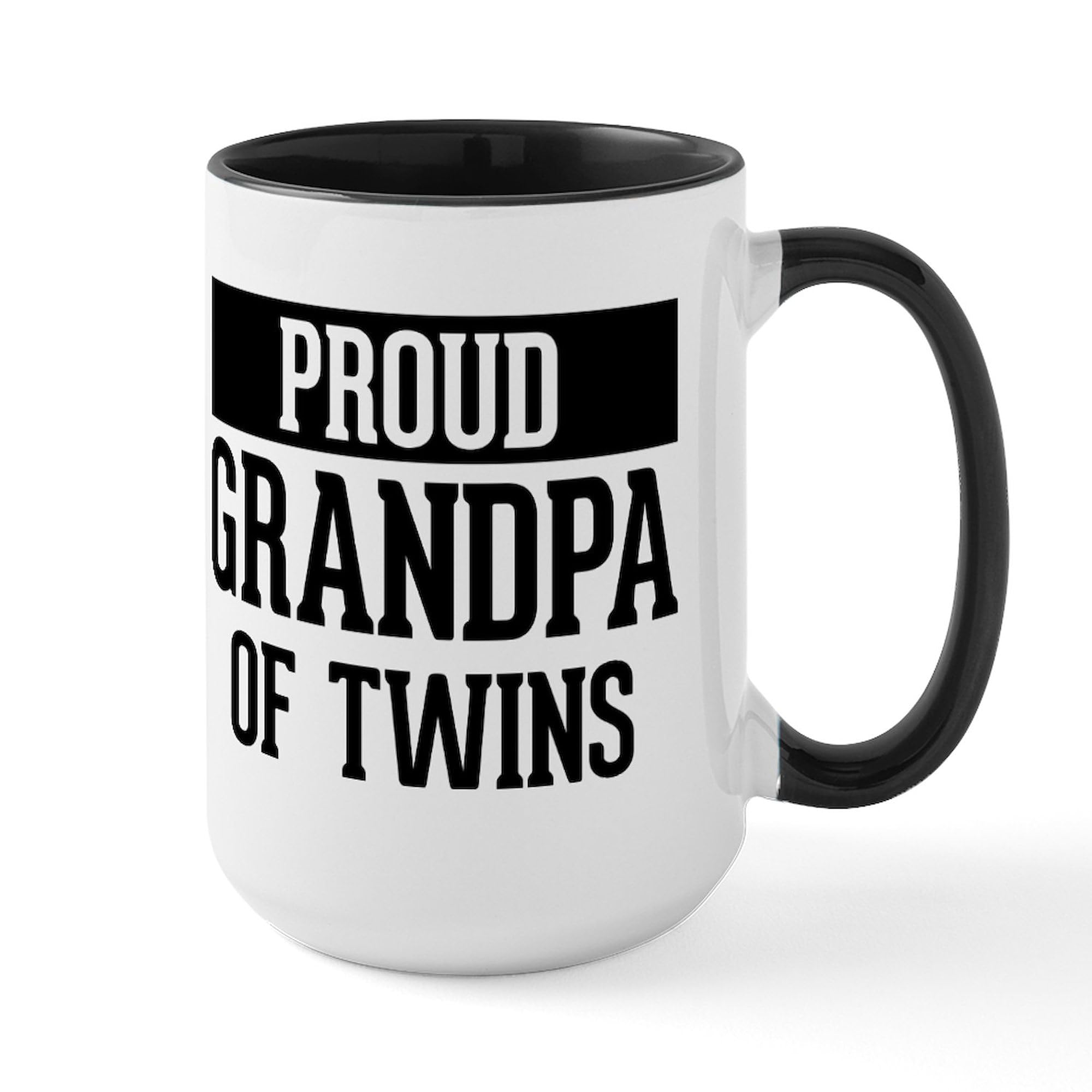 Proud Grandpa of Twins 15 oz Ceramic Coffee Mug (444ml) - Perfect for Coffee, Tea & Hot Drinks - Great Gift for Grandparents & Twin Celebrations