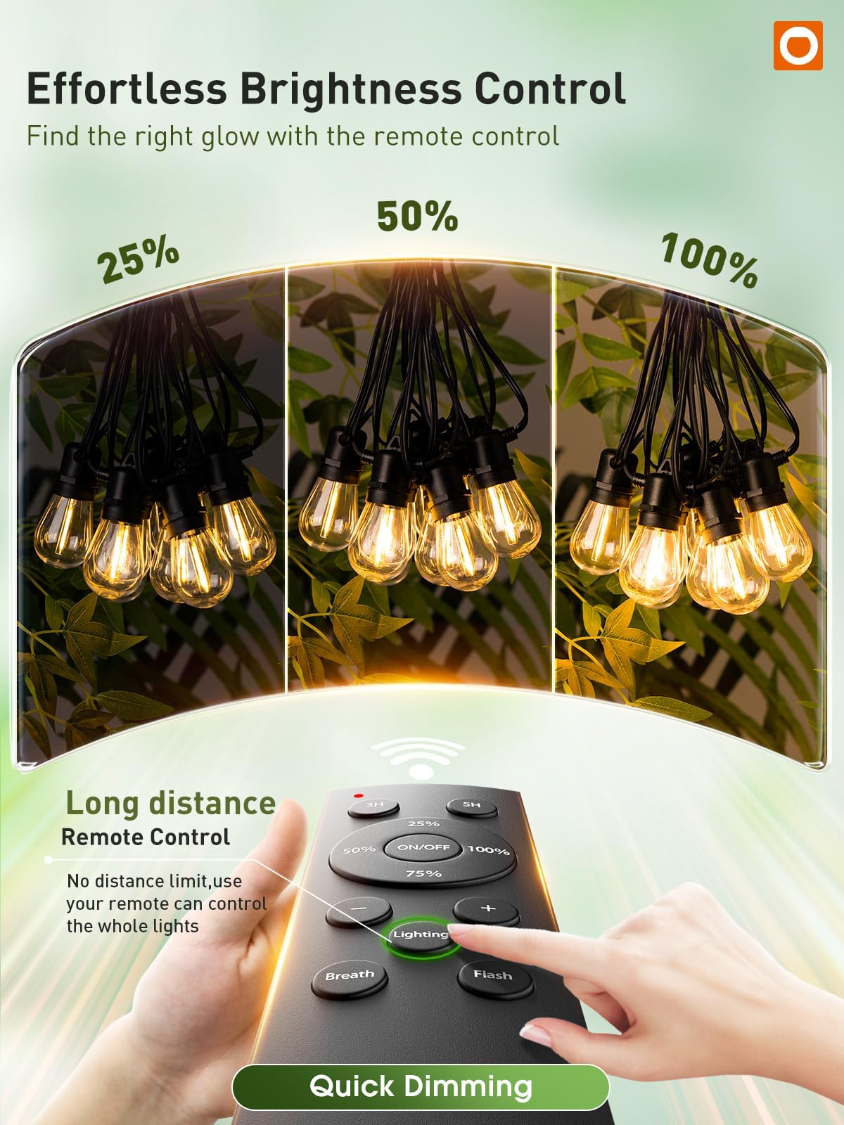 Addlon 100FT LED Outdoor String Lights - Remote Dimmable Patio Lights with Timer & 3 Lighting Modes, 32 Shatterproof Edison Bulbs, Waterproof Connectable for Backyard, Porch, Garden, Wedding, Party Decor