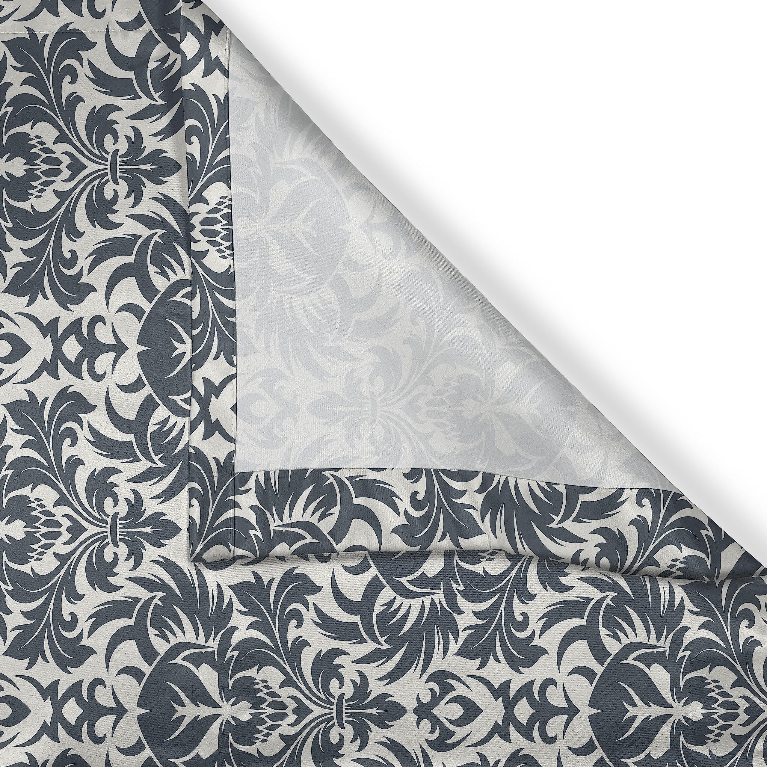 Ambesonne Gothic Skull Kitchen Curtains - Victorian Baroque Floral Skull Print, 2 Panel Rod Pocket Drapes, 55x45 Inches, Charcoal Grey & White - Perfect for Halloween Decor, Gothic Home Decor, and Dark Themed Dining Rooms