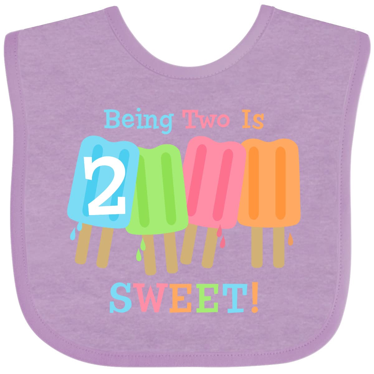 Inktastic Ice Pop 2nd Birthday Baby Bib - Cute Dinosaur Design for Toddlers | Soft Cotton Drool Bib for Birthday Party, Photo Shoot & Everyday Use