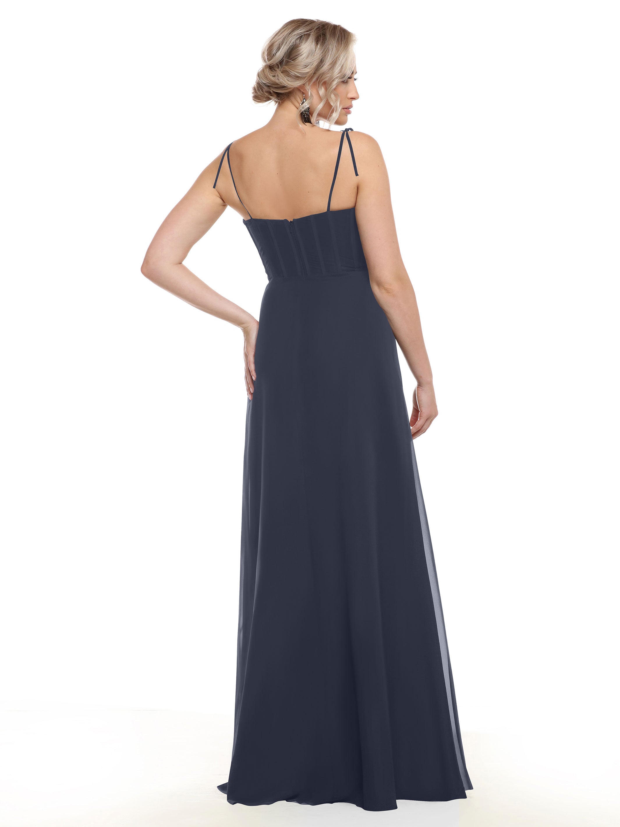 Elegant 80144 Chiffon A-Line Bridesmaid Dress with V-Neck & Spaghetti Straps - Perfect for Weddings, Formal Events & Special Occasions
