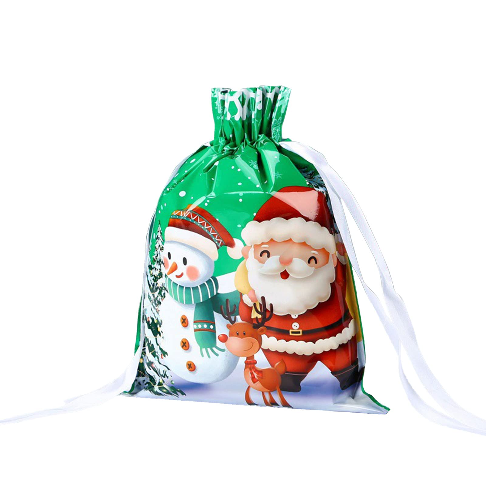 SOOTOP Christmas Drawstring Gift Bags - 20 Pack Xmas Candy Bags with Elk & Santa Design for Holiday Gift Wrapping, Party Favors, Stocking Stuffers & Goodie Bags (Red & Green, Small & Medium) - Perfect for Christmas Parties, Office Gifts & Holiday Treat Packaging