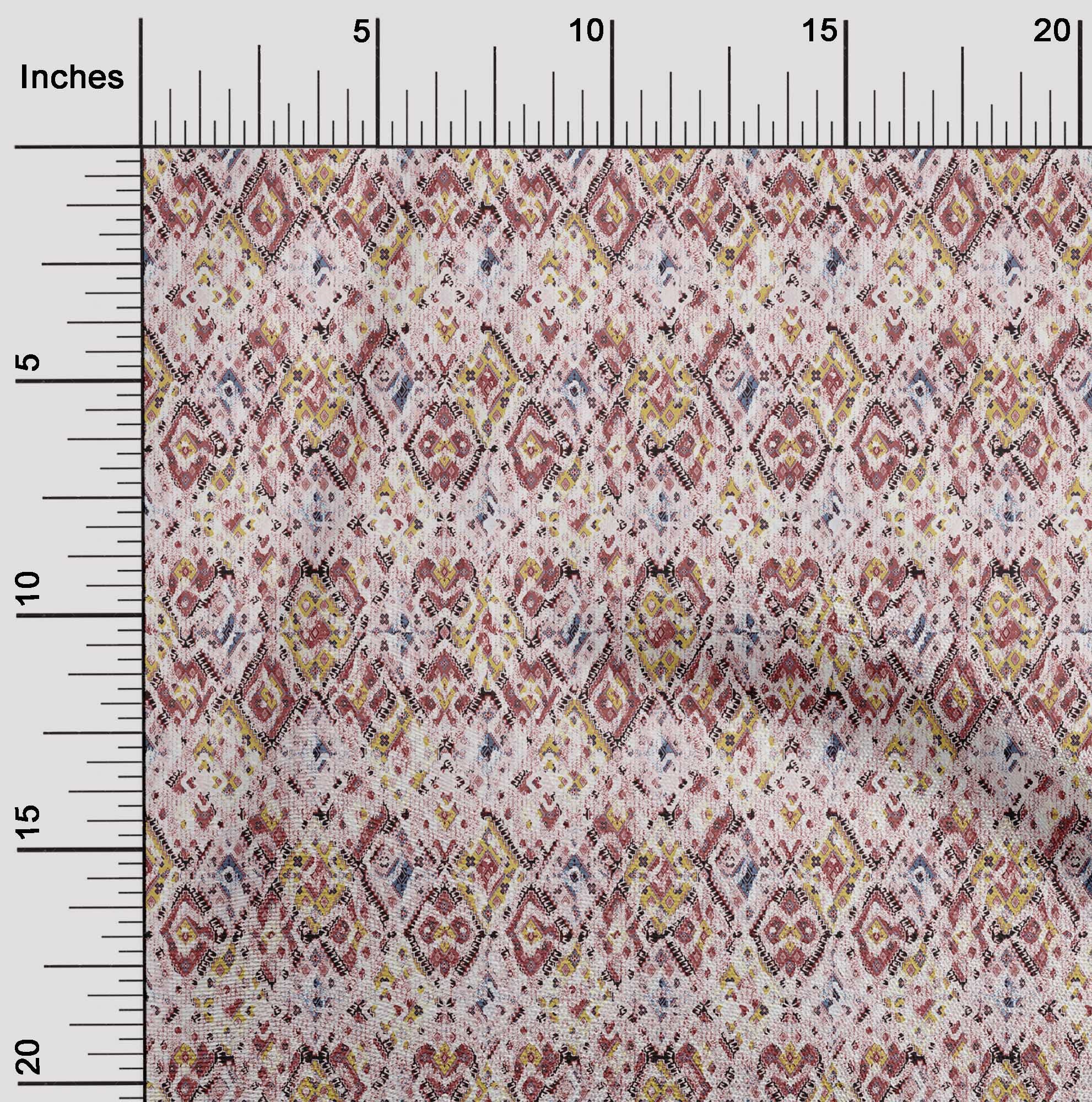 oneOone Cotton Flex Light Pink Asian Kilim Print Fabric by The Yard - 40 Inch Wide Soft Dress Material for DIY Clothing, Home Decor & Craft Projects