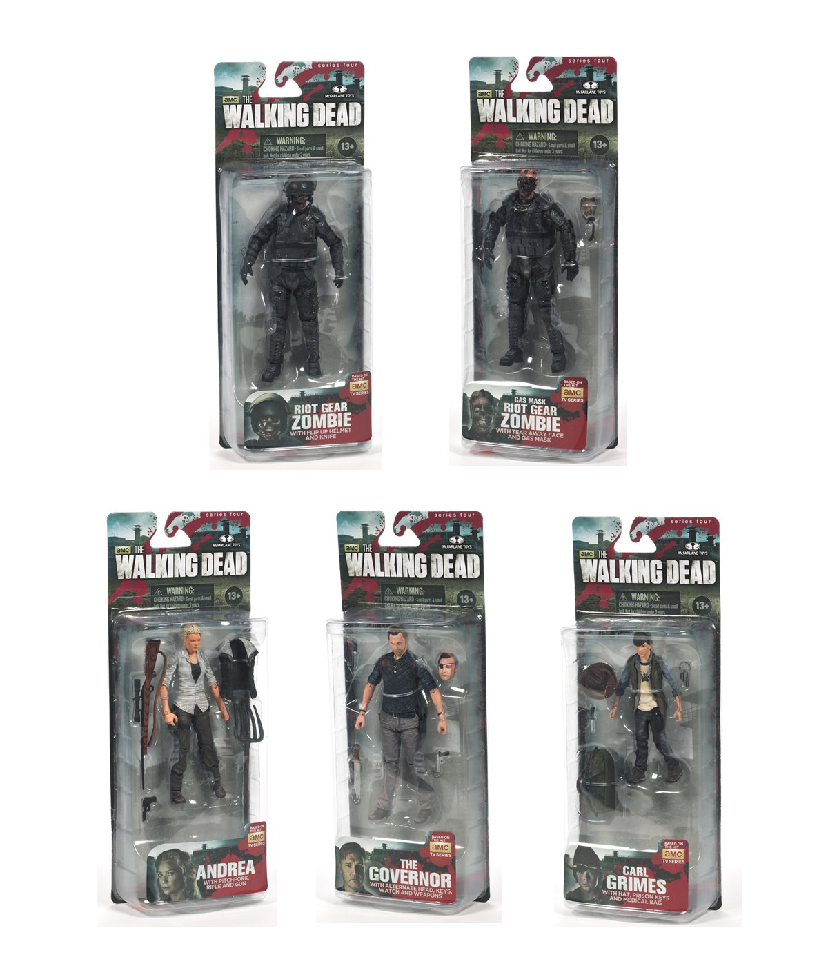 The Walking Dead TV Series Action Figures Set of 5 - Rick, Daryl, Michonne, Negan & Zombie - Collectible Character Toys for Fans, Display & Gifts
