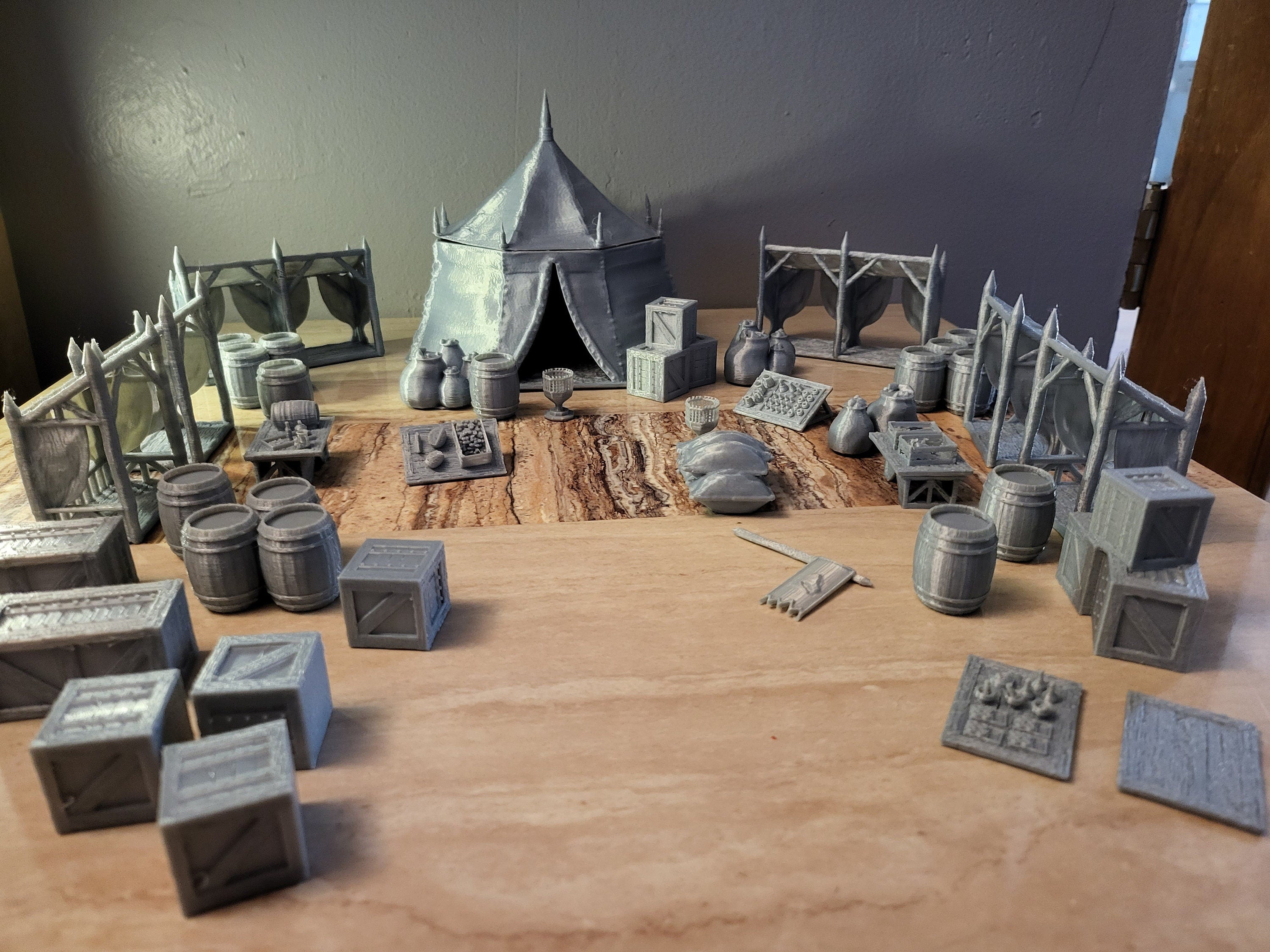 28mm Scale Street Market Terrain Set for Warhammer & Dungeons & Dragons - Perfect for Tabletop RPG Scenes, Wargaming Displays, and Fantasy Dioramas