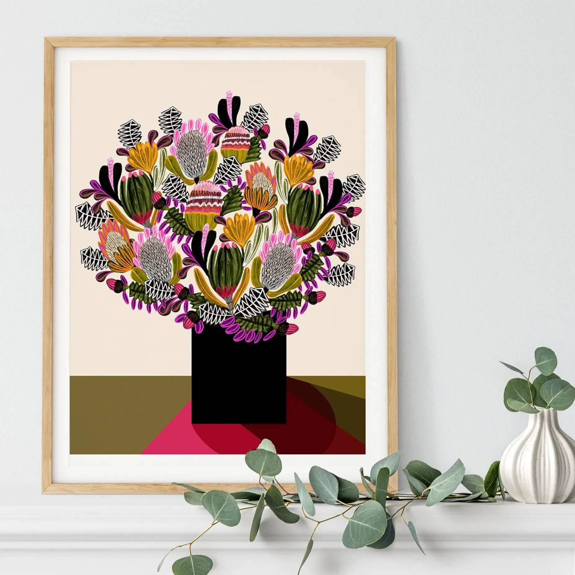 Australian Flowers Wall Decor - Botanical Art Print for Home & Office - Perfect for Living Room, Bedroom & Office Decor