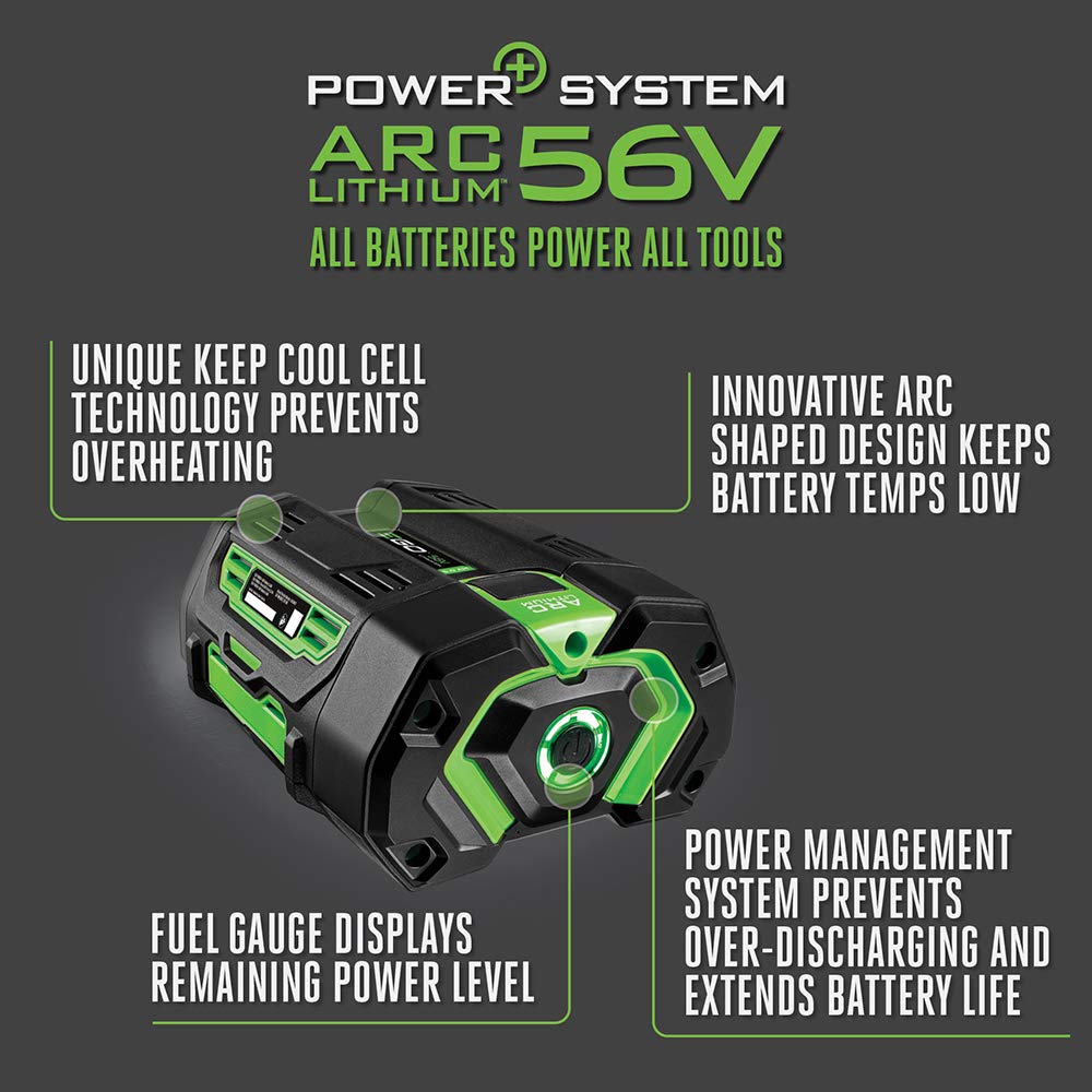 EGO Power+ 56V Lithium-Ion Battery (2nd & 3rd Gen) with Fuel Gauge - Compatible with EGO Lawn Mower, Leaf Blower, String Trimmer & Power Tools - Long-Lasting Cordless Battery for Outdoor Yard Equipment (Black)
