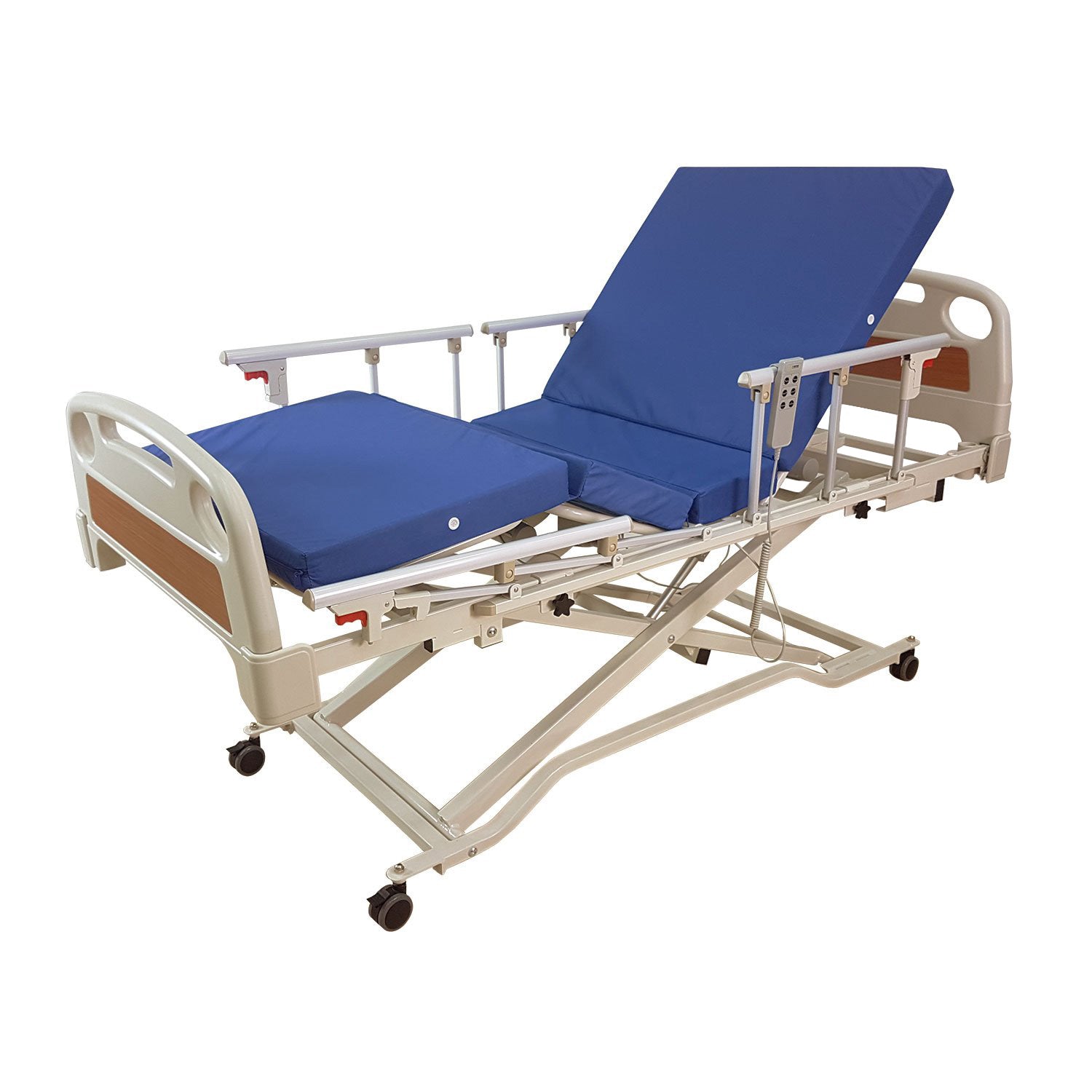 Electric Adjustable Low Hospital Bed with 4 Safety Side Rails - Home Care & Medical Use for Elderly & Patients