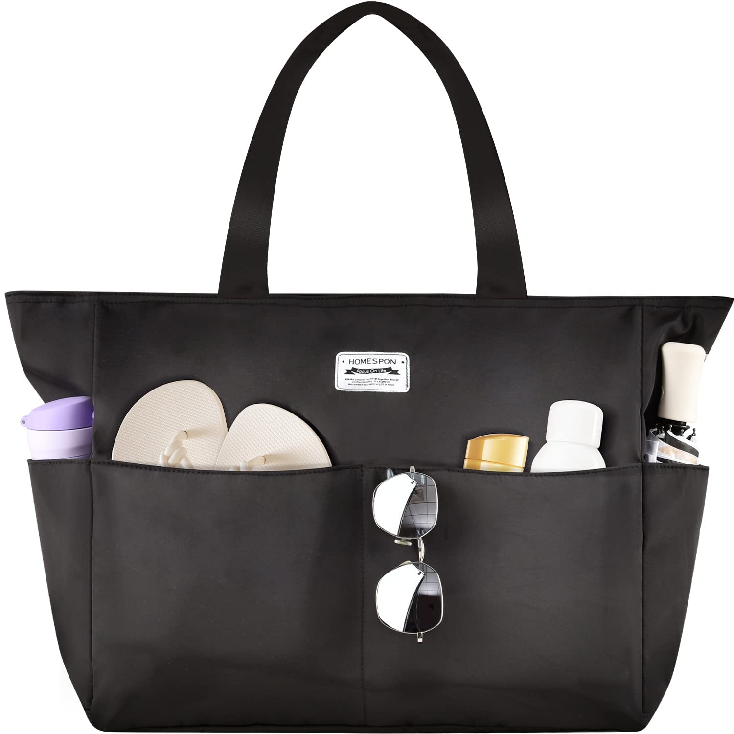 Large Waterproof Beach Bag for Women - Sandproof Tote with Zipper & Pockets - Perfect for Pool, Travel, Vacation & Gym - Durable & Stylish Carryall for Beach Days, Swimming, Workouts & Weekend Getaways
