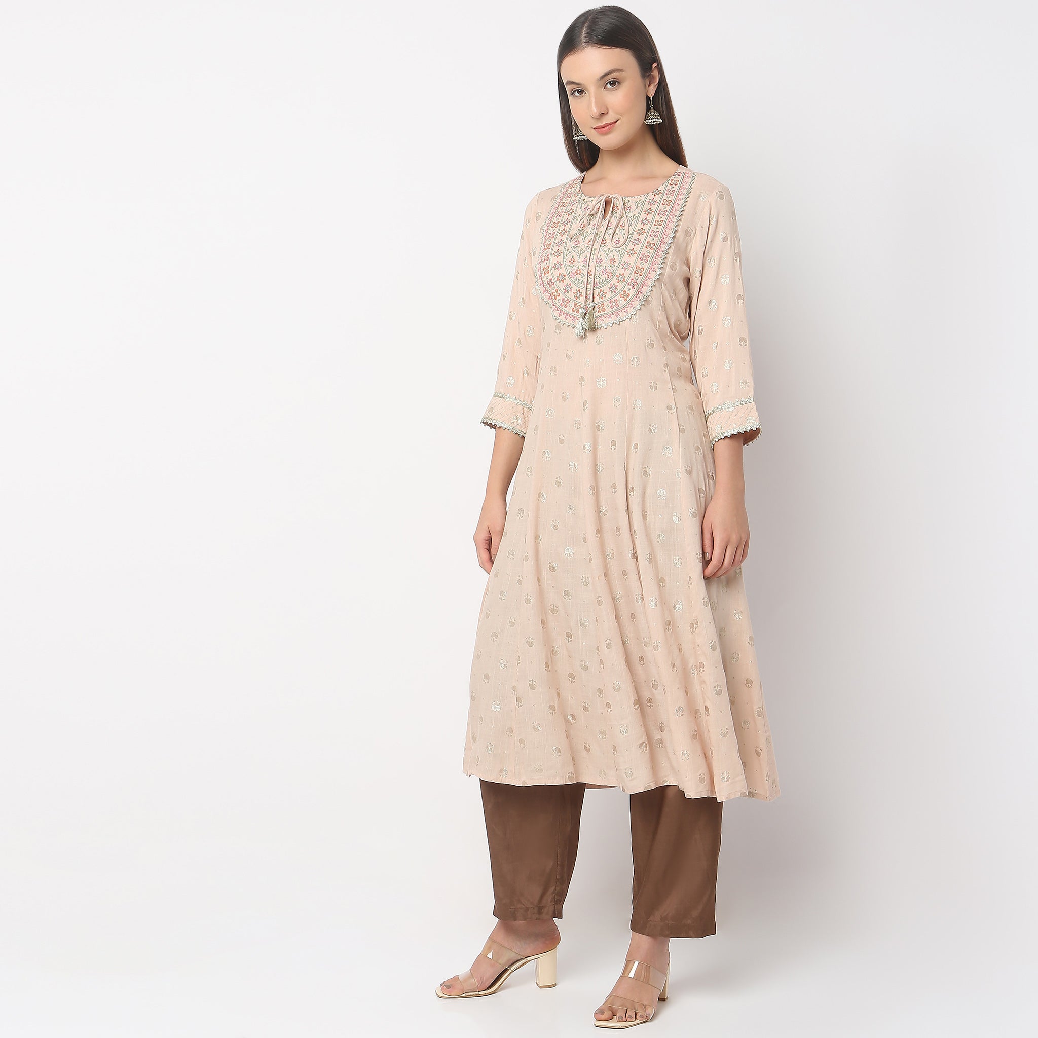 Flare Fit Embroidered Kurta for Women | Traditional Indian Tunic Top | Perfect for Festivals, Weddings & Casual Wear