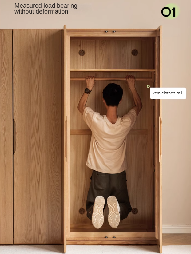 Solid Oak Wood Wardrobe - Premium Quality, Spacious Storage for Bedroom, Closet & Home Organization