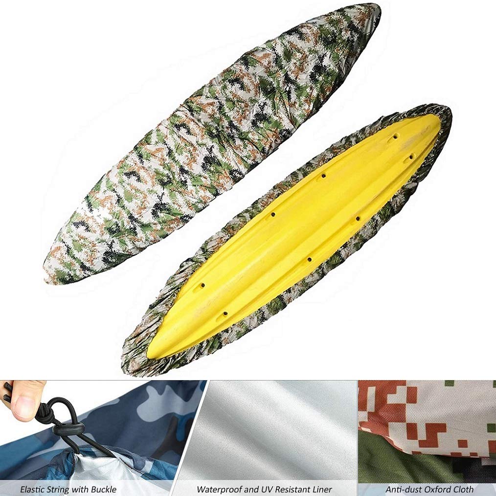 **Universal Camouflage Kayak Cover - Waterproof, UV-Resistant, Dustproof Storage Shield for Fishing Boats, Kayaks & Canoes (8 Sizes, 4.65 oz) - Outdoor Gear for Kayaking, Fishing, Camping & RV Travel - Protect Marine Equipment from Sun, Rain & Dust**