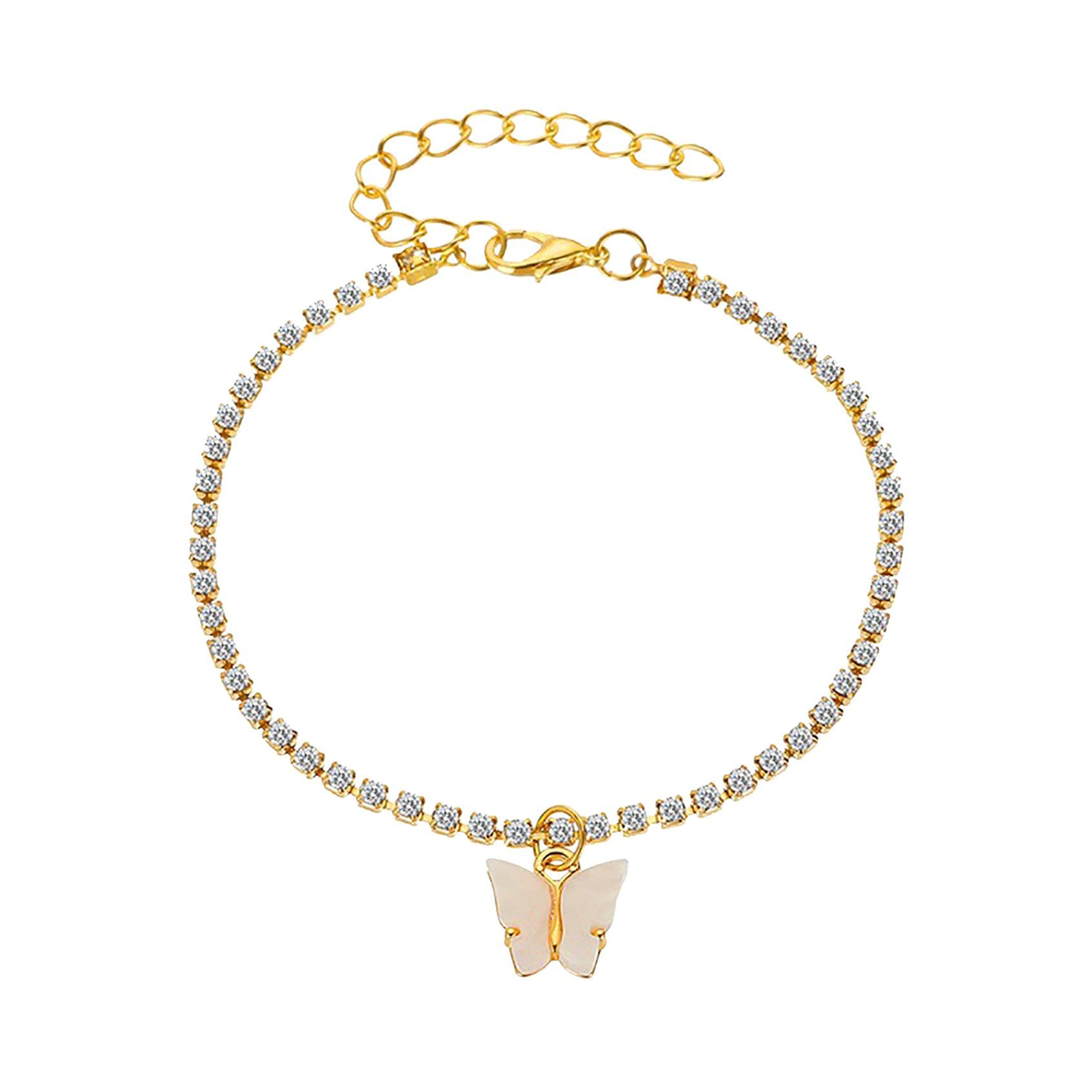 Elegant Koippimel Women's Rhinestone Anklet Bracelet with Pendant & Tassel - Stylish Beach Foot Chain Jewelry for Summer, Gift for Her, Best Friend Birthday Present (Pink) | Perfect for Vacations, Parties & Boho Fashion Accessories