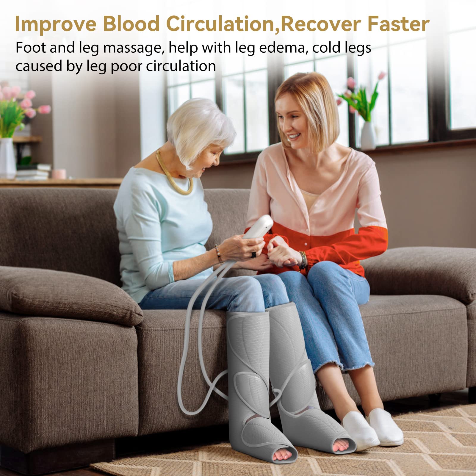 FIT KING Air Compression Leg Massager Boots for Circulation & Edema Relief - Foot Calf Massage Machine for Fatigue Recovery, FSA HSA Eligible - Perfect for Post-Workout Recovery, Pregnancy Swelling & Office Workers (Includes Extensions)