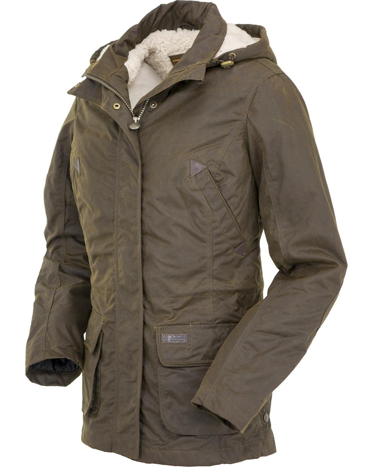 OUTBACK TRADING Women's Adelaide Waterproof Breathable Insulated Oilskin Western Jacket with Removable Hood - Winter Coat for Hiking, Camping & Outdoor Adventures