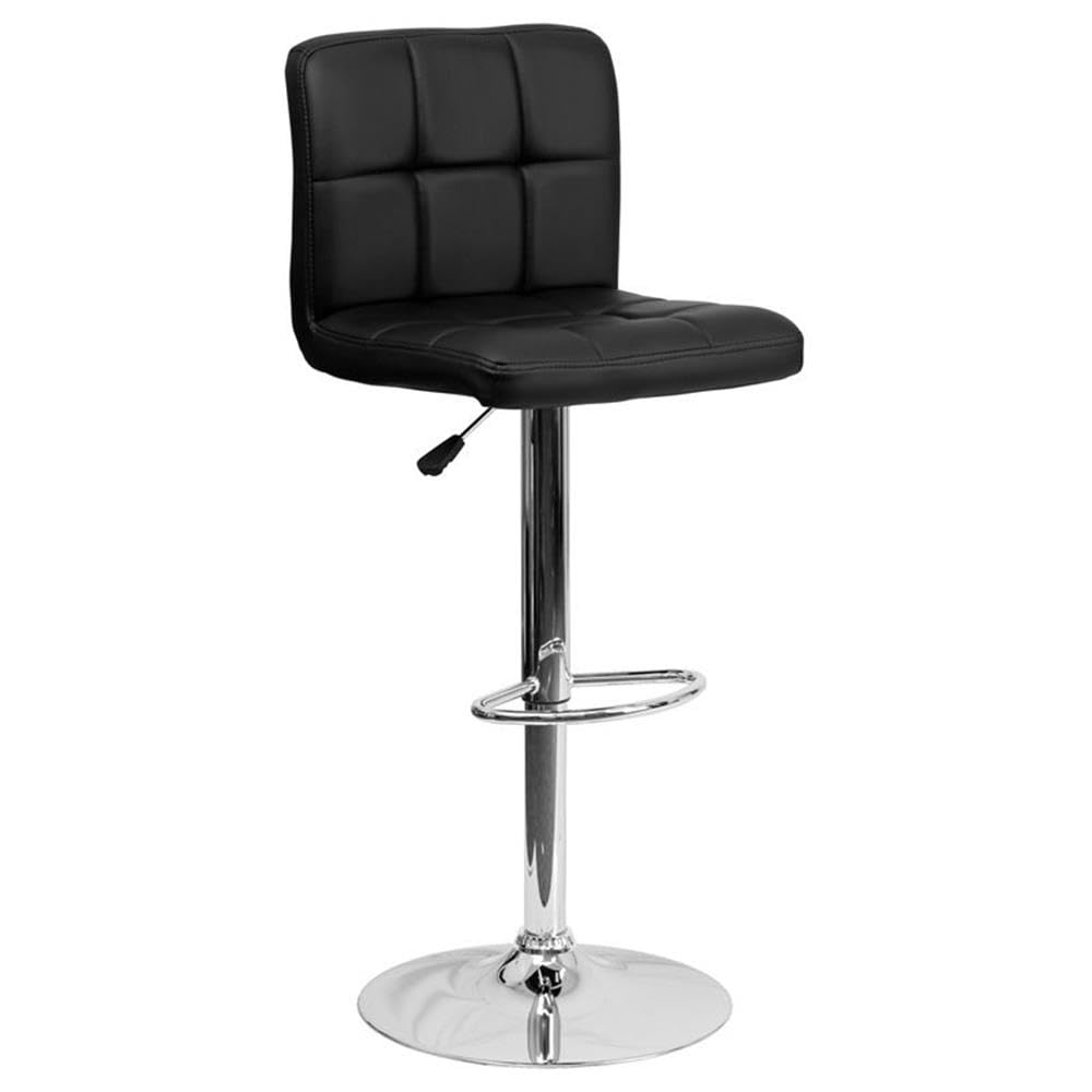 Black Adjustable Bar Stools Set of 2 - Home Square Quilted Counter Height Stools for Kitchen Island, Breakfast Bar & Home Decor
