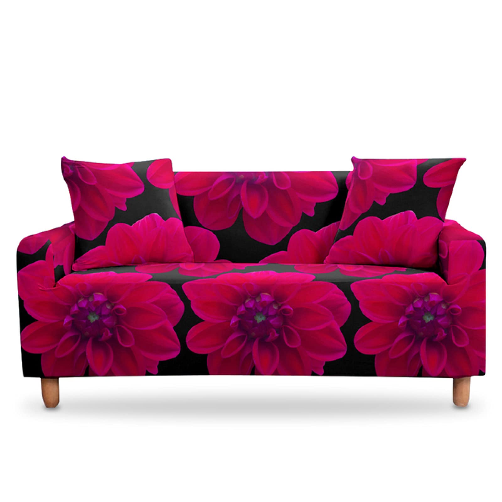 ZHOUMOLIN 3D Rose Flower Sofa Slipcover - Floral Print Stretchable Couch Cover for Sectional, L-Shaped & 2/3 Seater Sofas - Perfect for Living Room, Bedroom & Home Decor Protection
