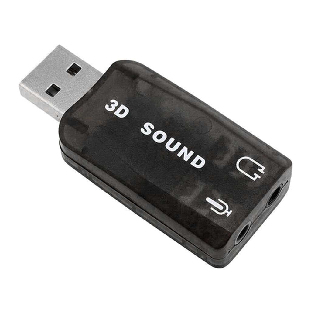 Ranuw USB to 3.5mm Microphone Adapter - 3D Sound Card for Headset & Speaker - Stereo Audio Converter with Universal Compatibility for PC, Laptop, Gaming, Recording & Streaming