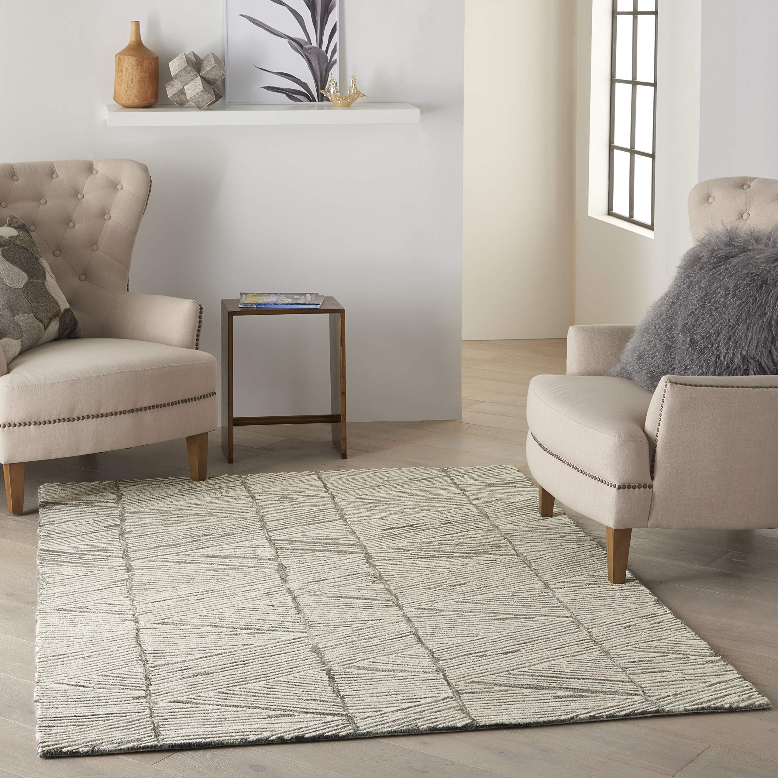 Nourison Vail Abstract Grey/White 5'3