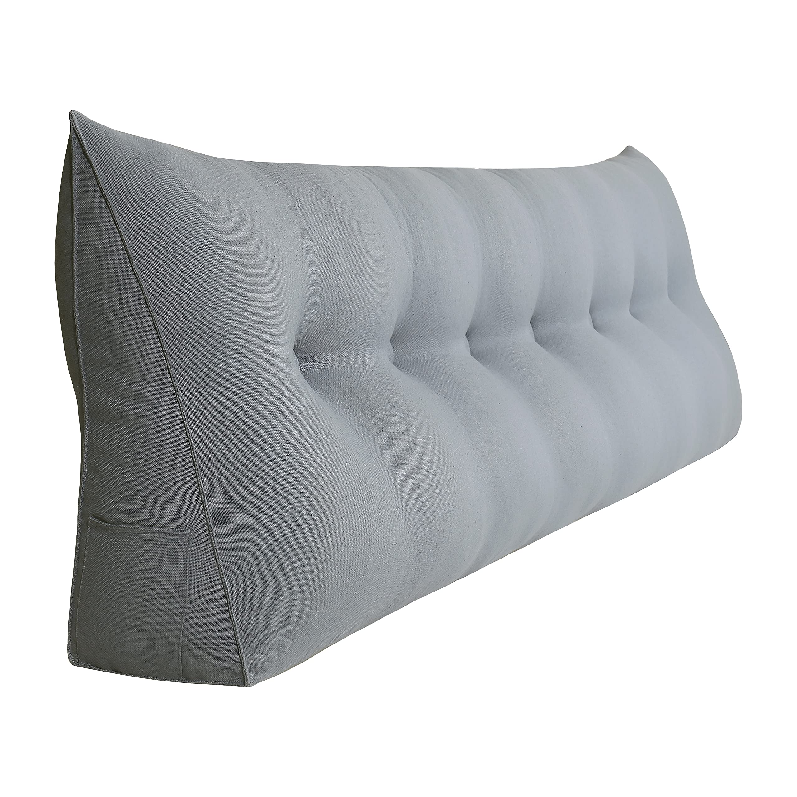WOWMAX 76 Inch Large Reading Pillow for Bed & Sofa - Triangular Wedge Backrest with Removable Grey Cover - Perfect for Reading, Watching TV, and Relaxing in Bed or on the Couch