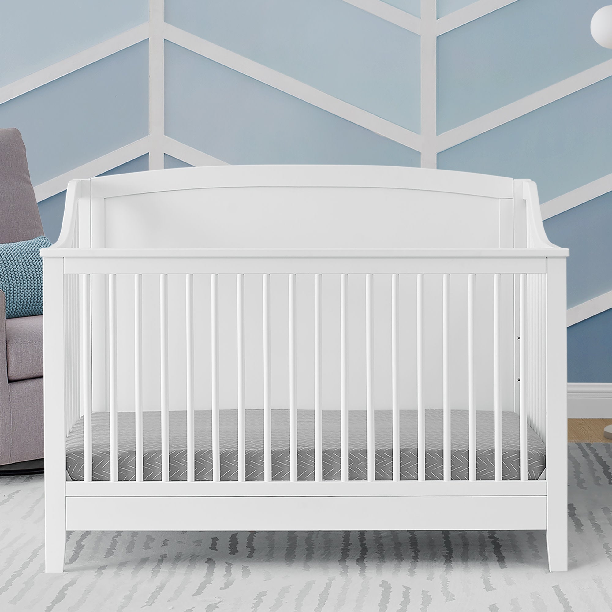 Campbell 6-in-1 Convertible Baby Crib - Toddler Bed & Full-Size Bed Conversion - Safe & Durable Nursery Furniture for Newborns to Teens - Perfect for Bedrooms, Daycares, and Guest Rooms